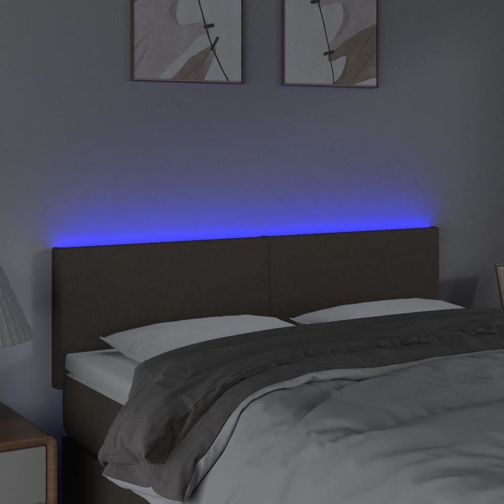LED uzglavlje smeđesivo 144x5x78/88 cm od tkanine