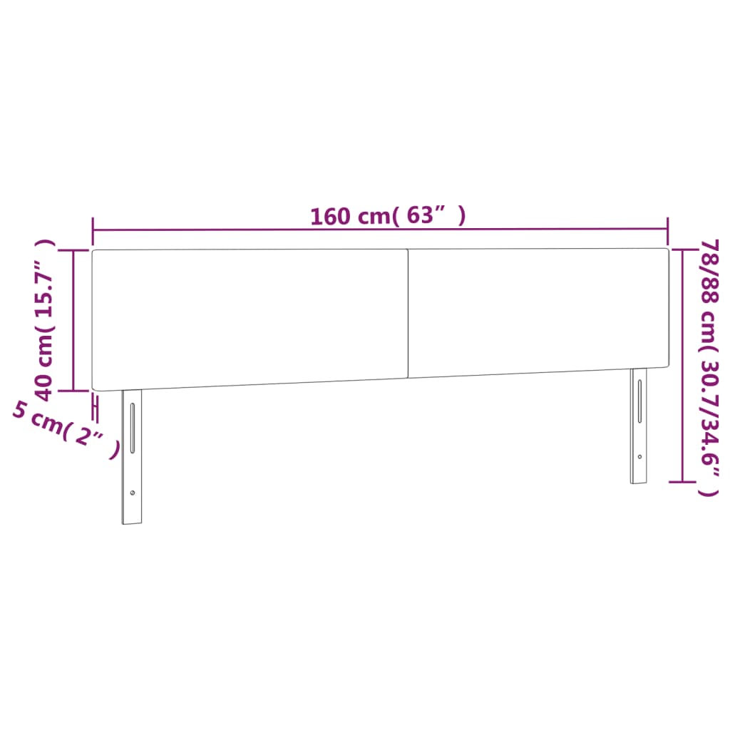 LED uzglavlje tamnosivo 160x5x78/88 cm od tkanine