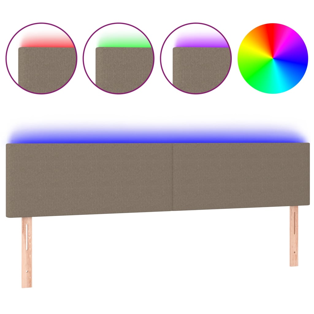 LED uzglavlje smeđesivo 200x5x78/88 cm od tkanine