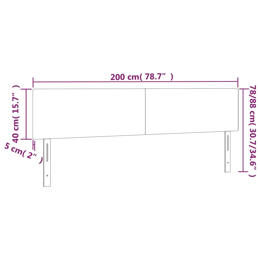LED uzglavlje plavo 200x5x78/88 cm od tkanine