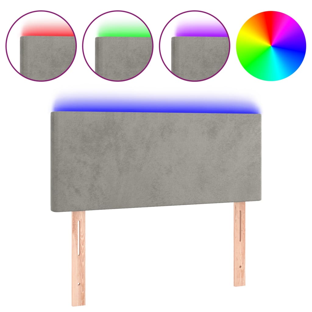 LED uzglavlje svjetlosivo 80 x 5 x 78/88 cm baršunasto