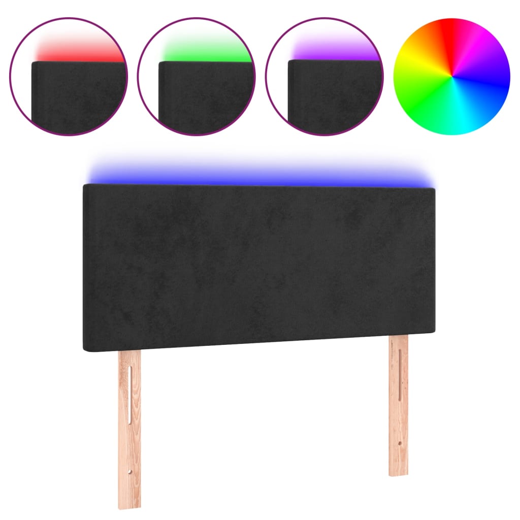LED uzglavlje crno 80 x 5 x 78/88 cm baršunasto