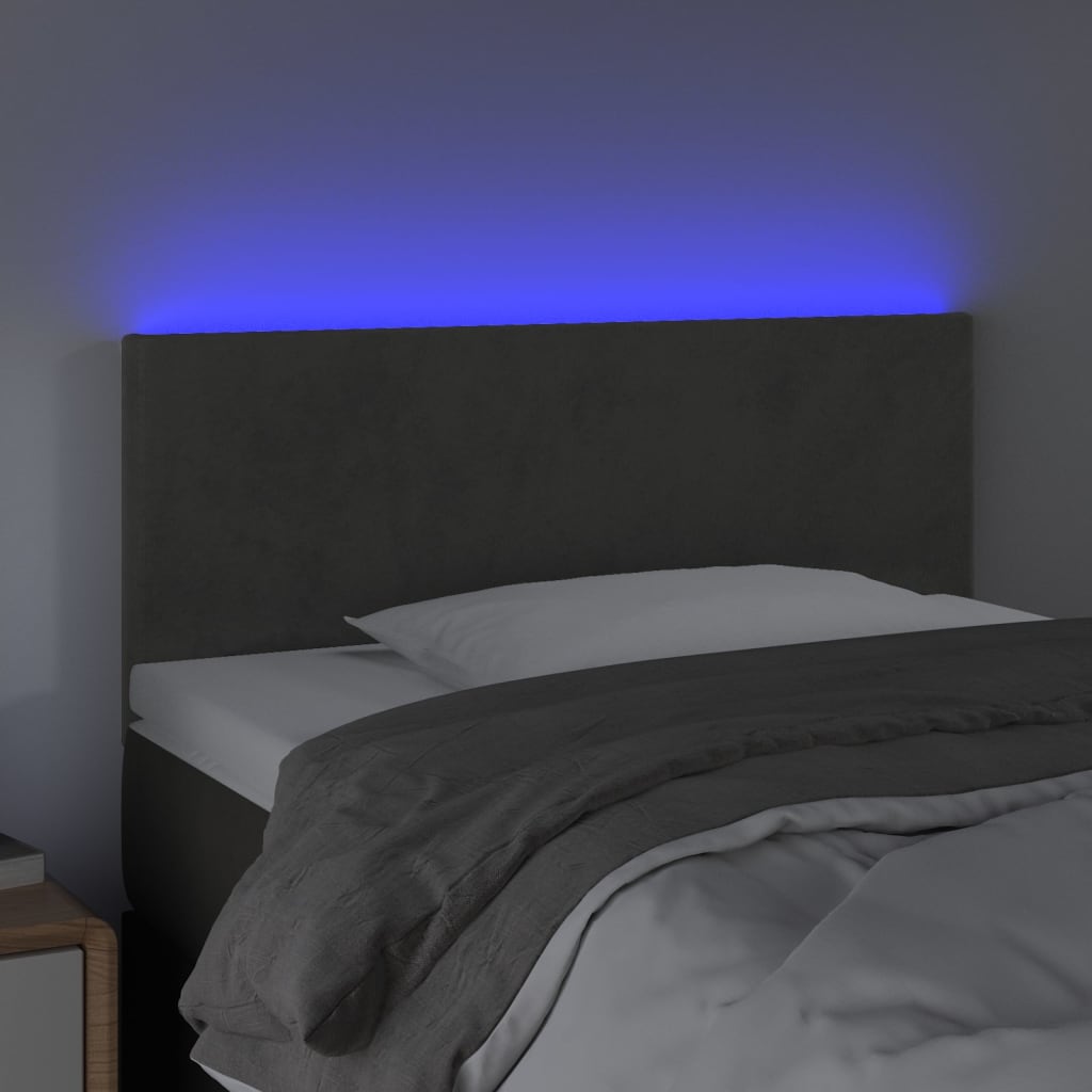 LED uzglavlje tamnosivo 90x5x78/88 cm baršunasto