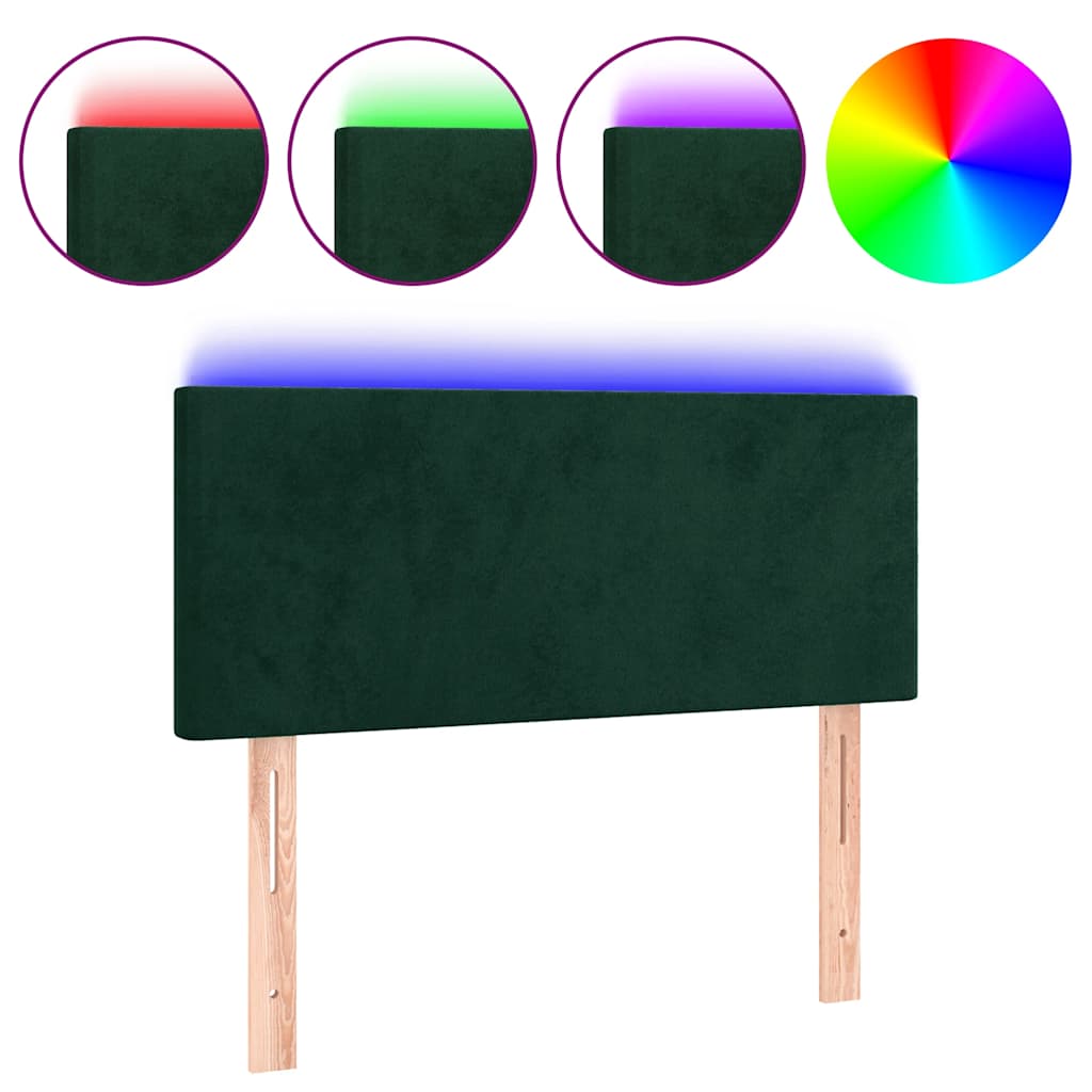 LED uzglavlje tamnozeleno 90x5x78/88 cm baršunasto