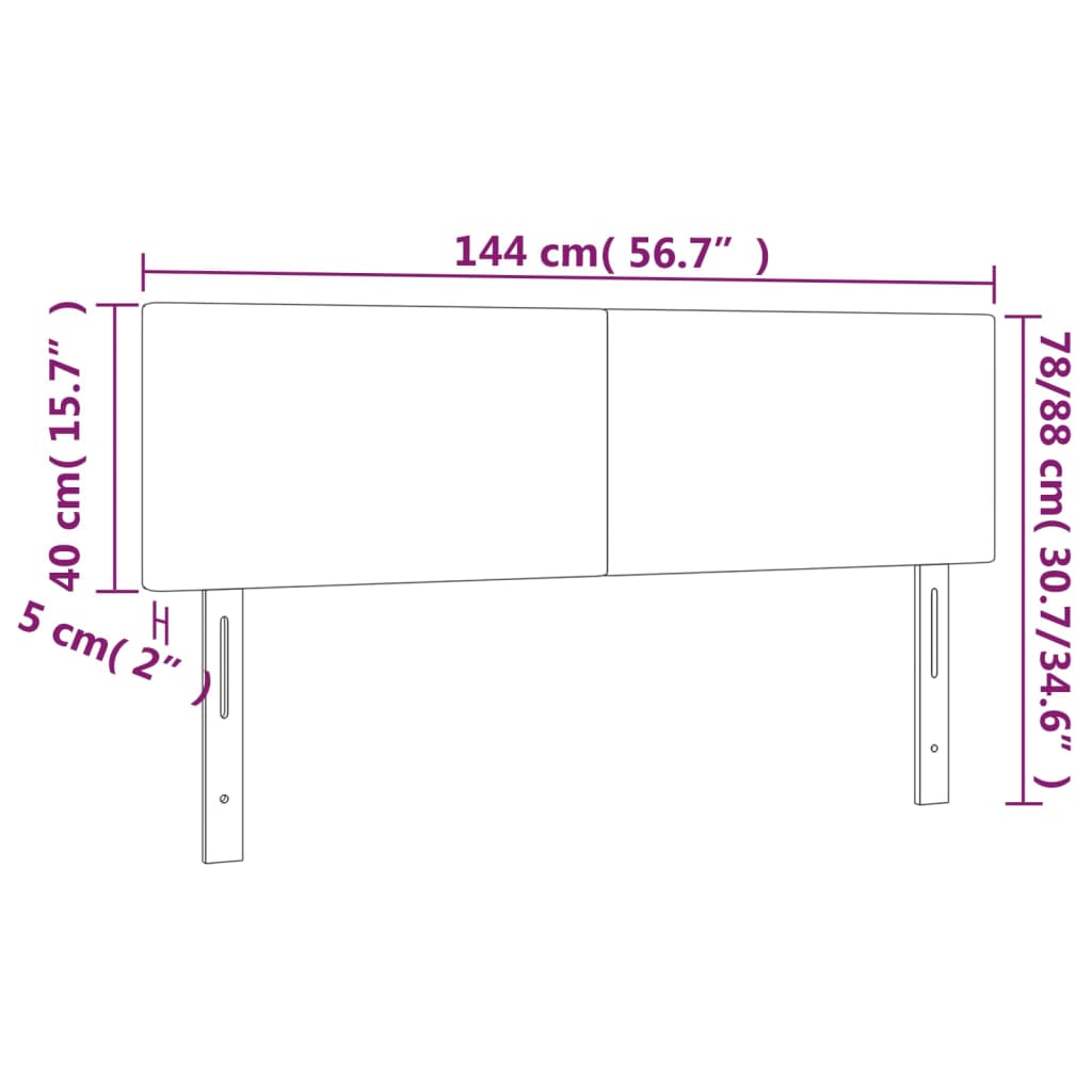 LED uzglavlje crno 144x5x78/88 cm baršunasto