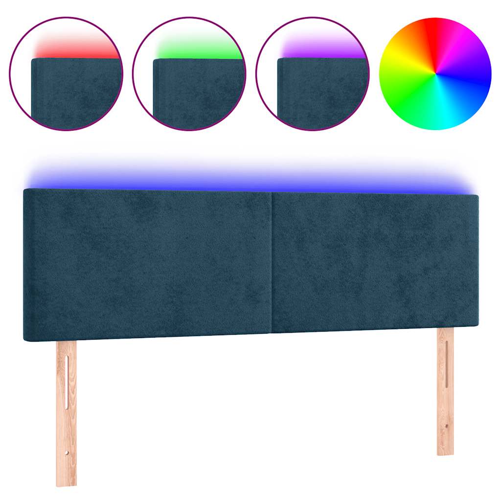 LED uzglavlje tamnoplavo 144x5x78/88 cm baršunasto