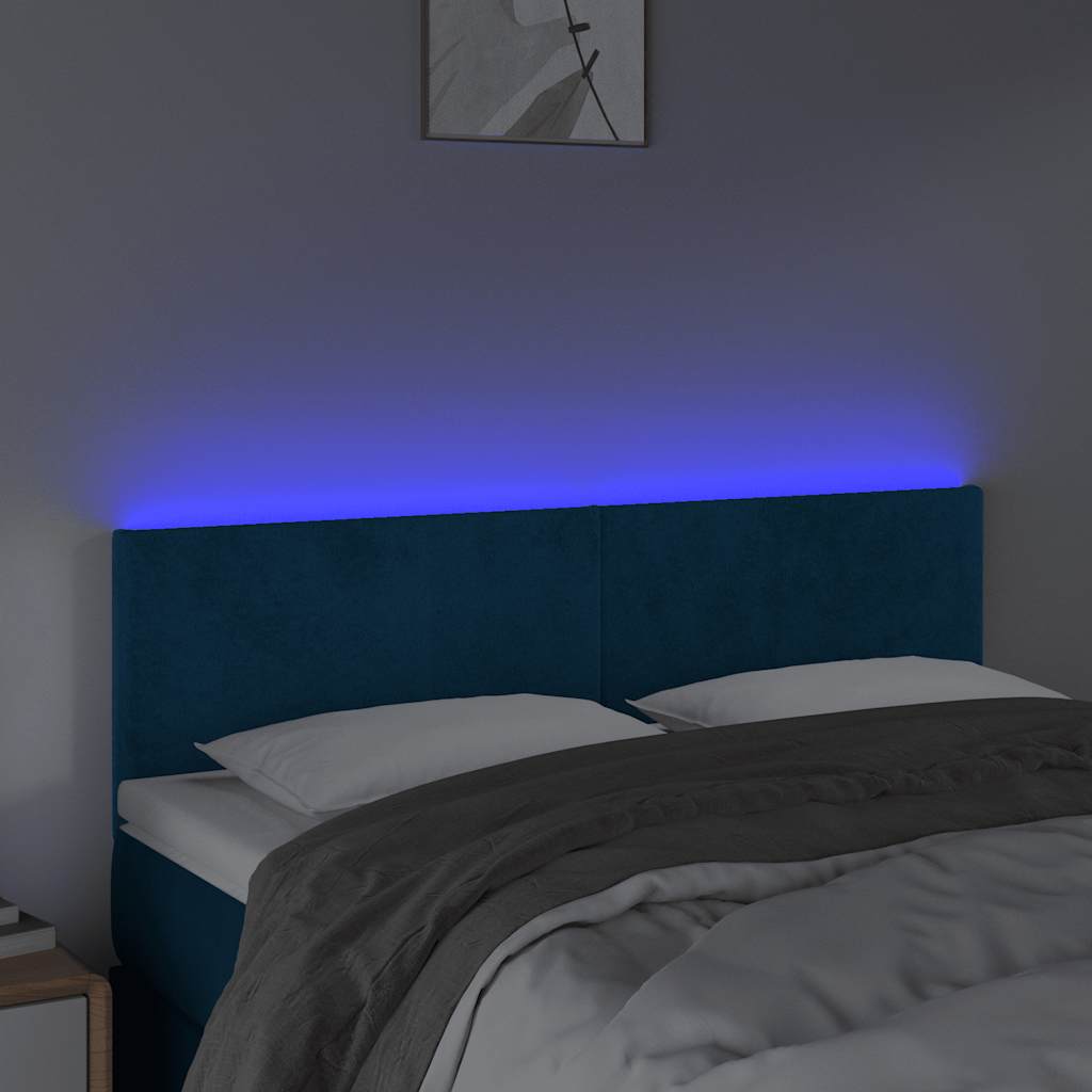 LED uzglavlje tamnoplavo 144x5x78/88 cm baršunasto