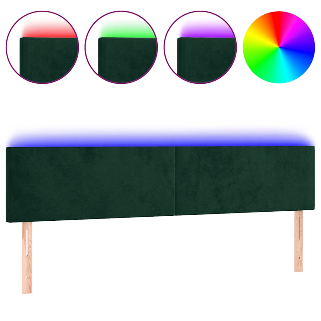 LED uzglavlje tamnozeleno 200x5x78/88 cm baršunasto