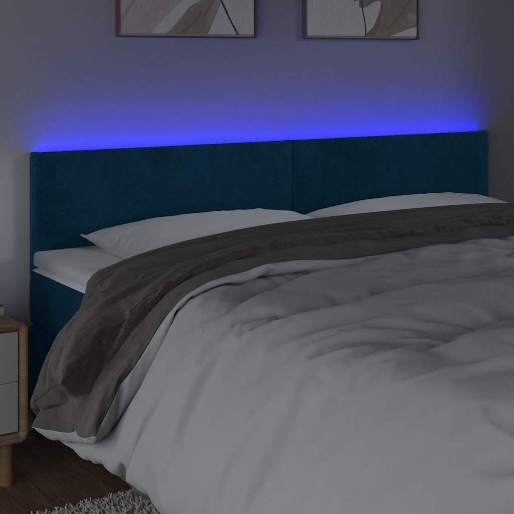 LED uzglavlje tamnoplavo 200x5x78/88 cm baršunasto
