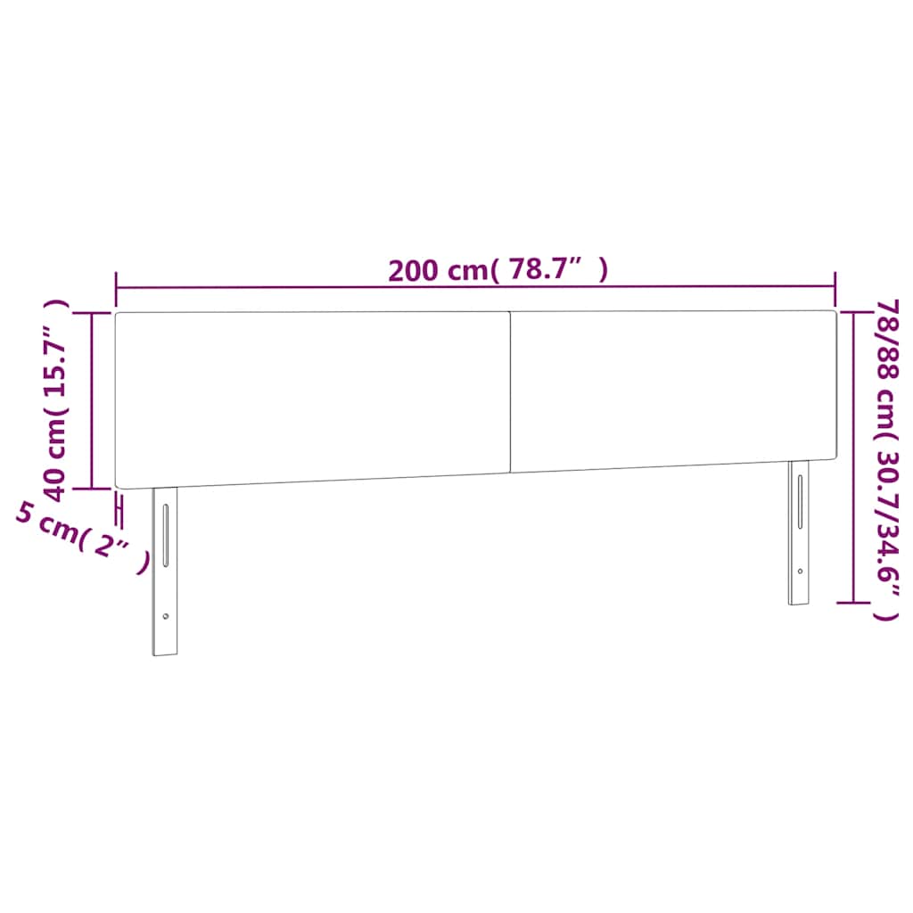 LED uzglavlje tamnoplavo 200x5x78/88 cm baršunasto