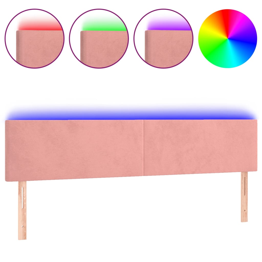 LED uzglavlje ružičasto 200x5x78/88 cm baršunasto