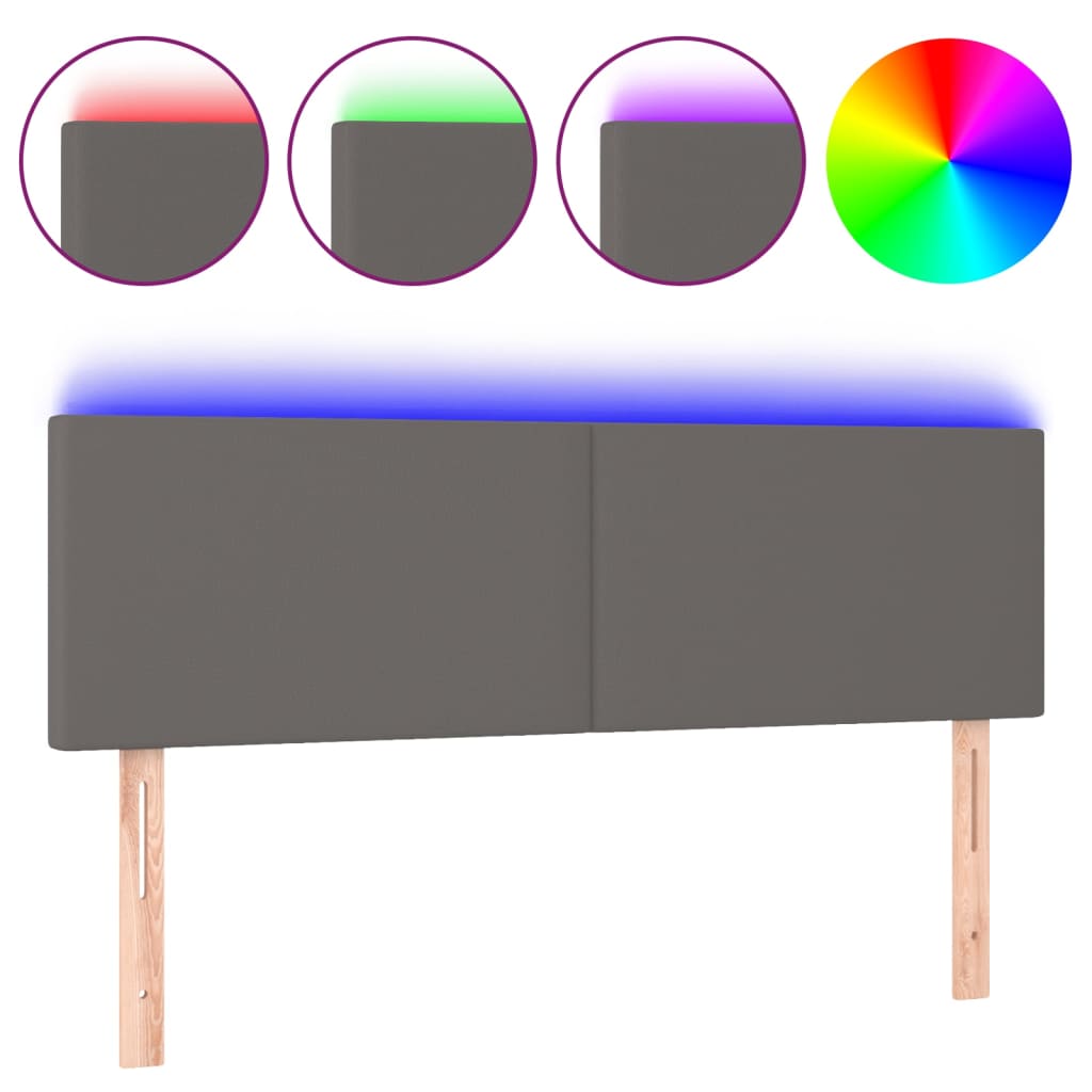 LED uzglavlje sivo 144 x 5 x 78/88 cm od umjetne kože