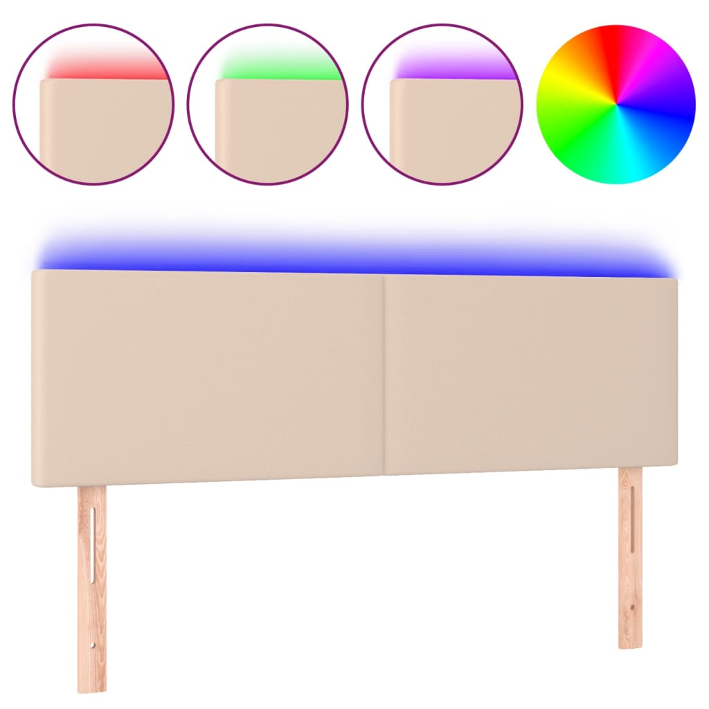 LED uzglavlje boja cappuccina 144 x 5 x 78/88cm od umjetne kože