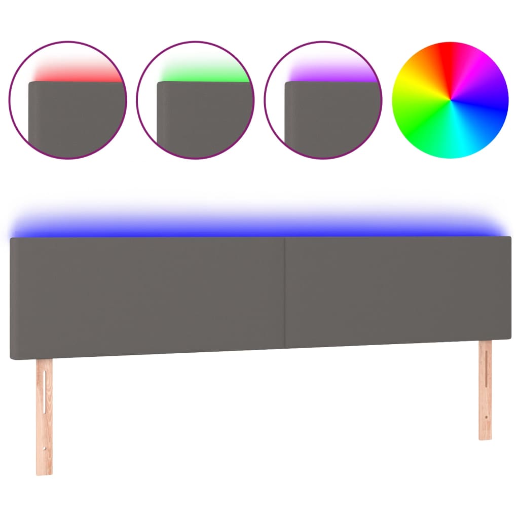 LED uzglavlje sivo 160 x 5 x 78/88 cm od umjetne kože
