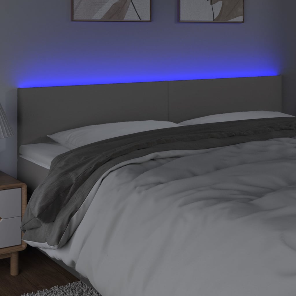 LED uzglavlje sivo 160 x 5 x 78/88 cm od umjetne kože