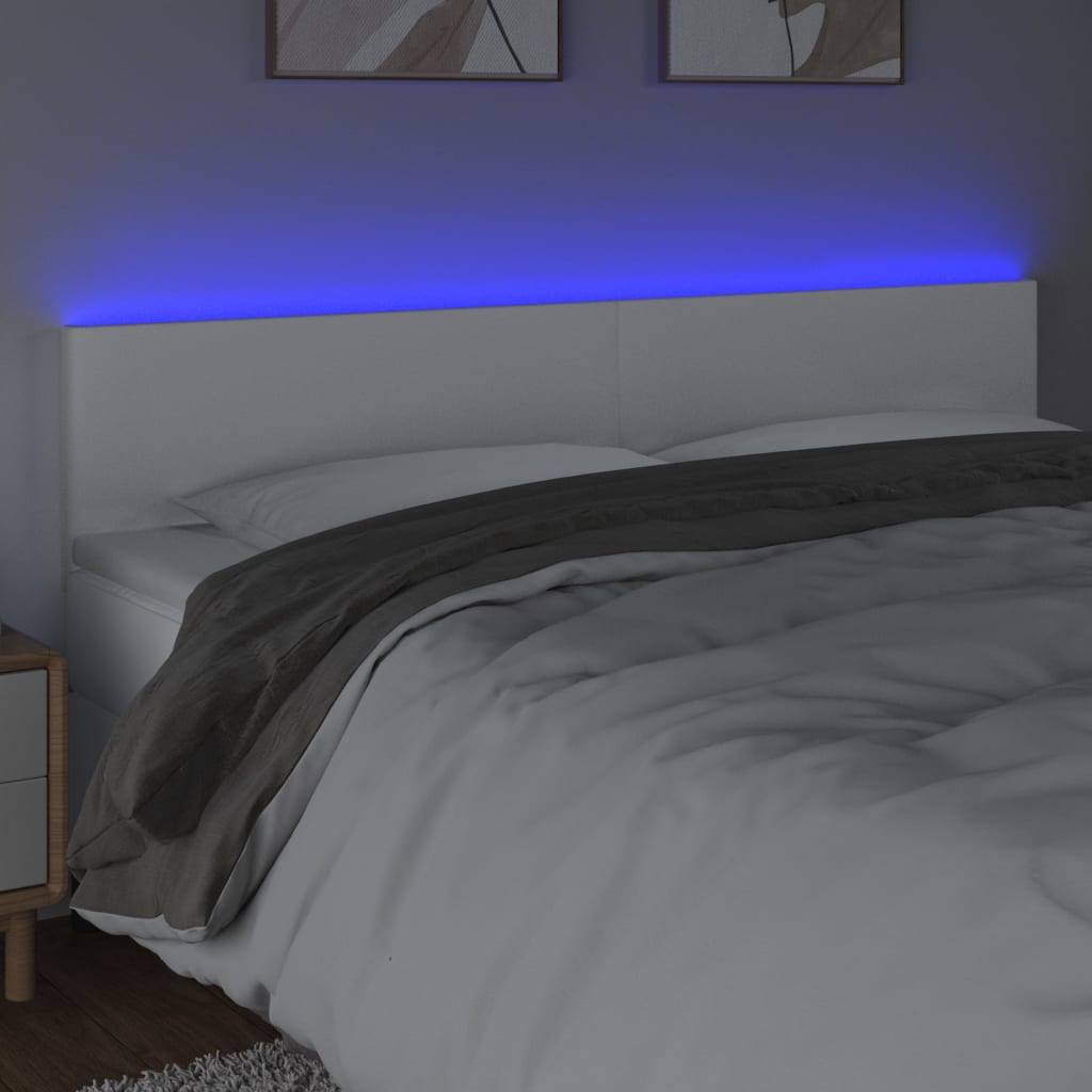 LED uzglavlje bijelo 200 x 5 x 78/88 cm od umjetne kože