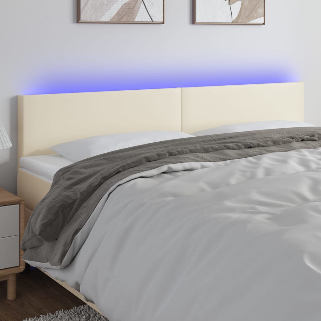 LED uzglavlje krem 200 x 5 x 78/88 cm od umjetne kože