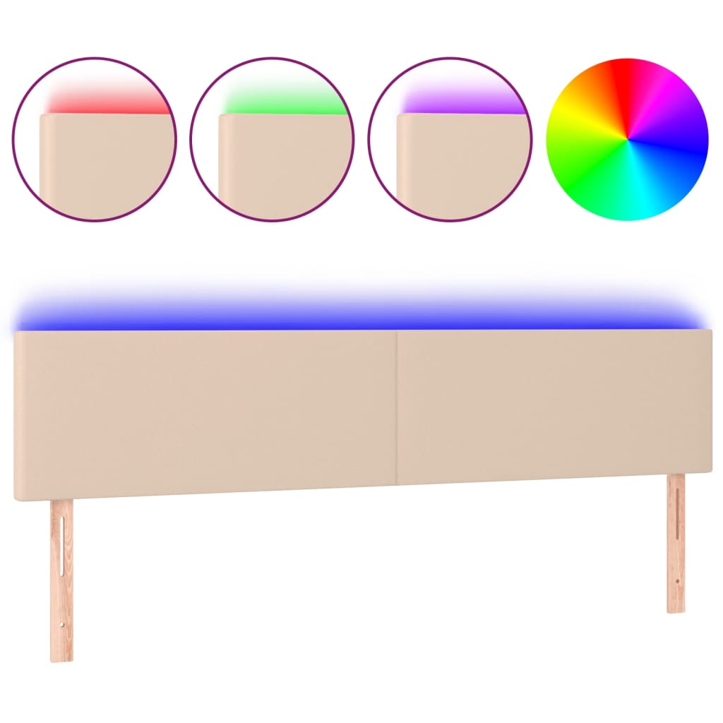 LED uzglavlje boja cappuccina 200 x 5 x 78/88cm od umjetne kože
