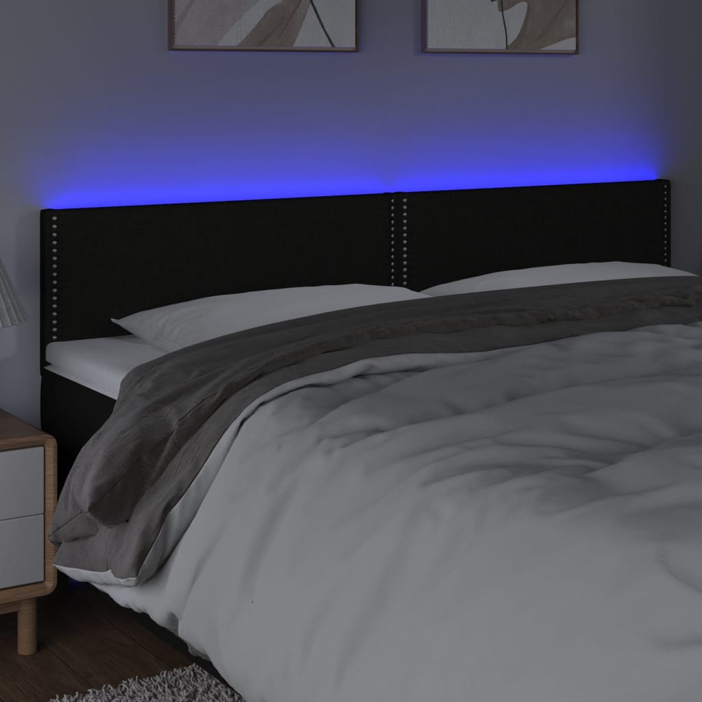 LED uzglavlje crno 160x5x78/88 cm od tkanine