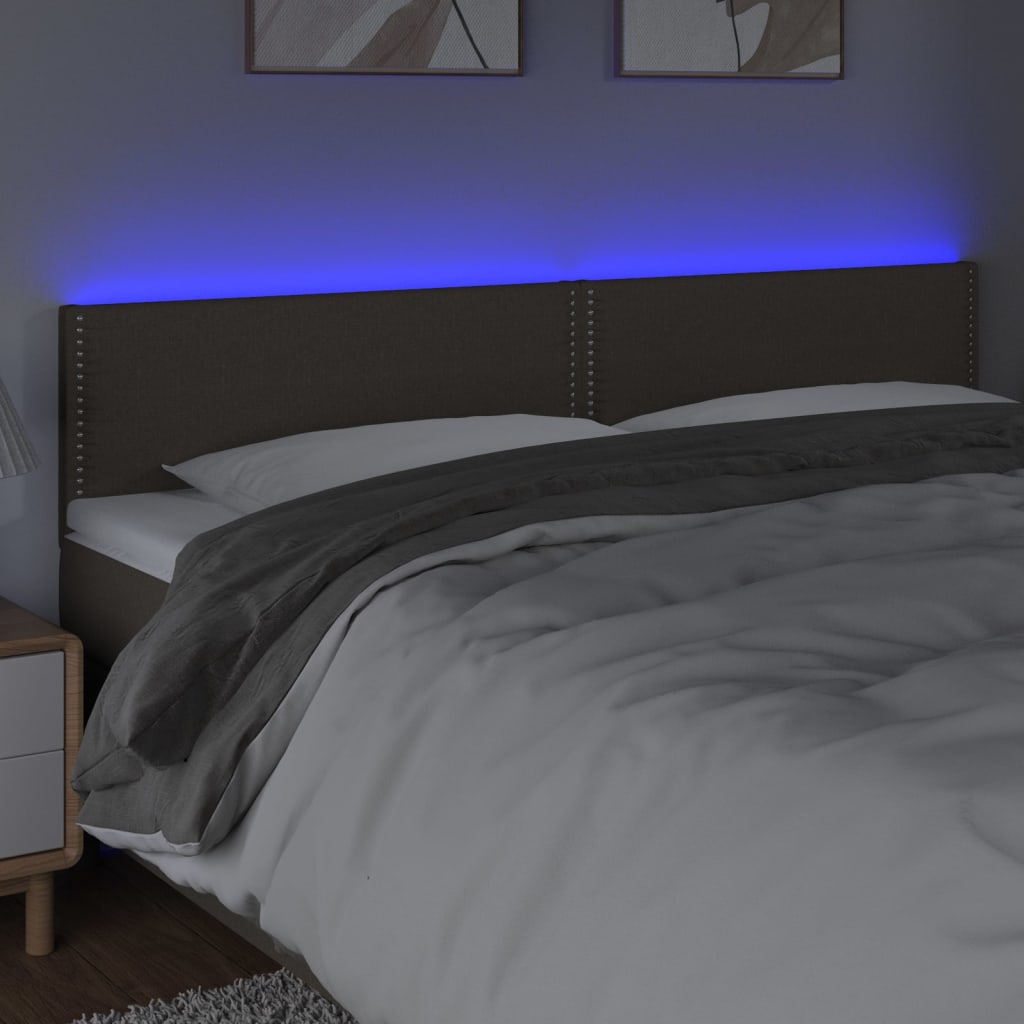 LED uzglavlje smeđesivo 200x5x78/88 cm od tkanine