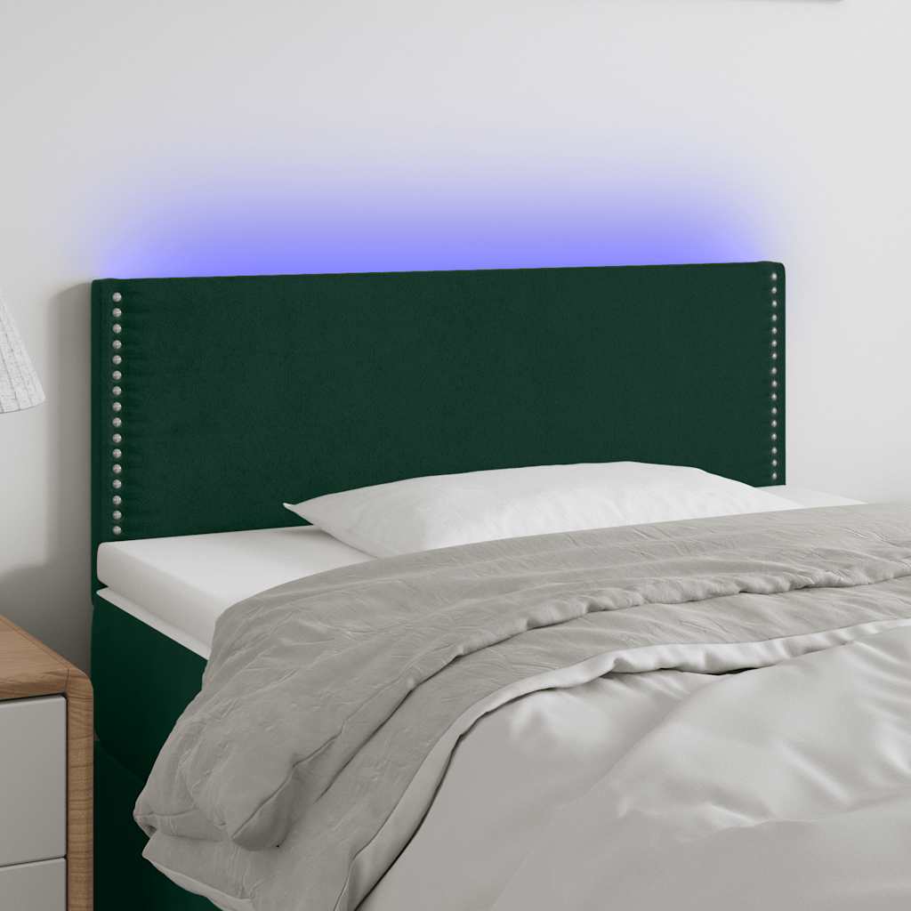 LED uzglavlje tamnozeleno 80 x 5 x 78/88 cm baršunasto
