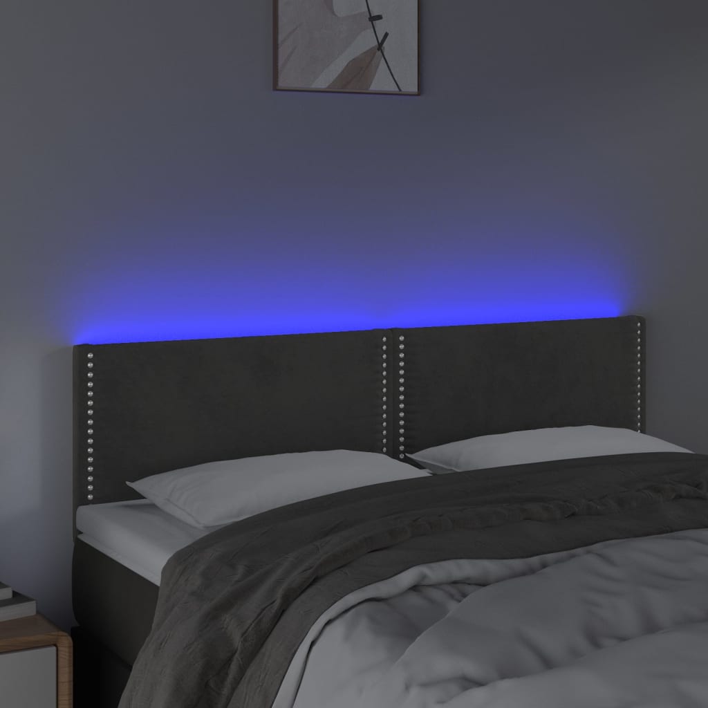 LED uzglavlje tamnosivo 144x5x78/88 cm baršunasto
