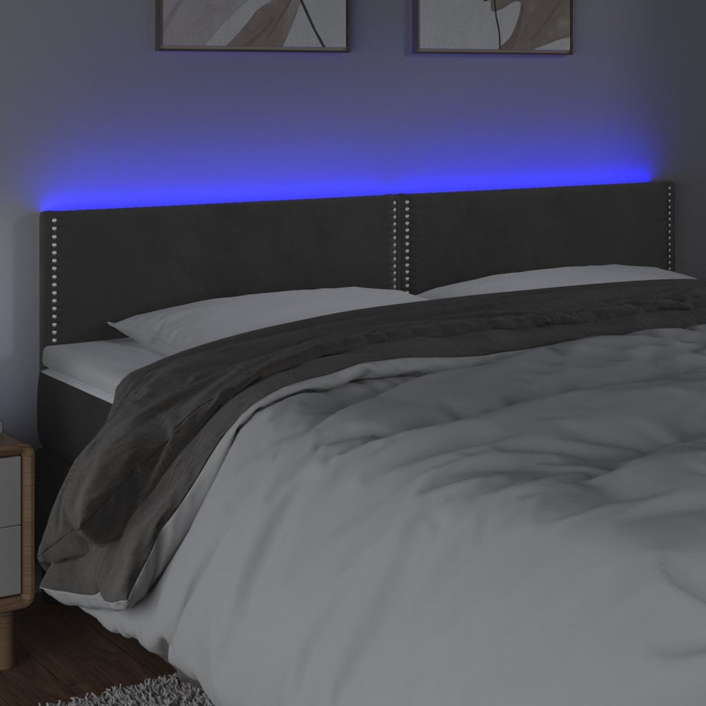 LED uzglavlje tamnosivo 160x5x78/88 cm baršunasto