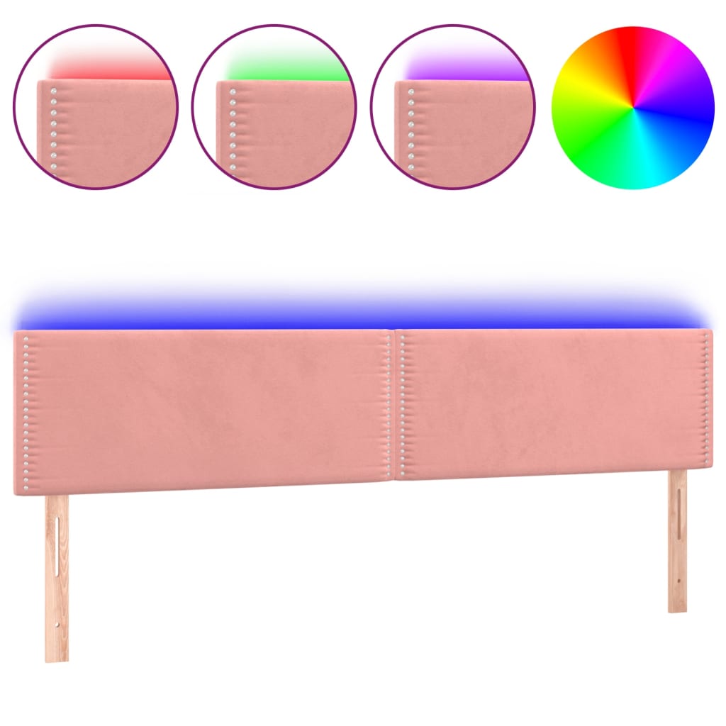 LED uzglavlje ružičasto 160x5x78/88 cm baršunasto
