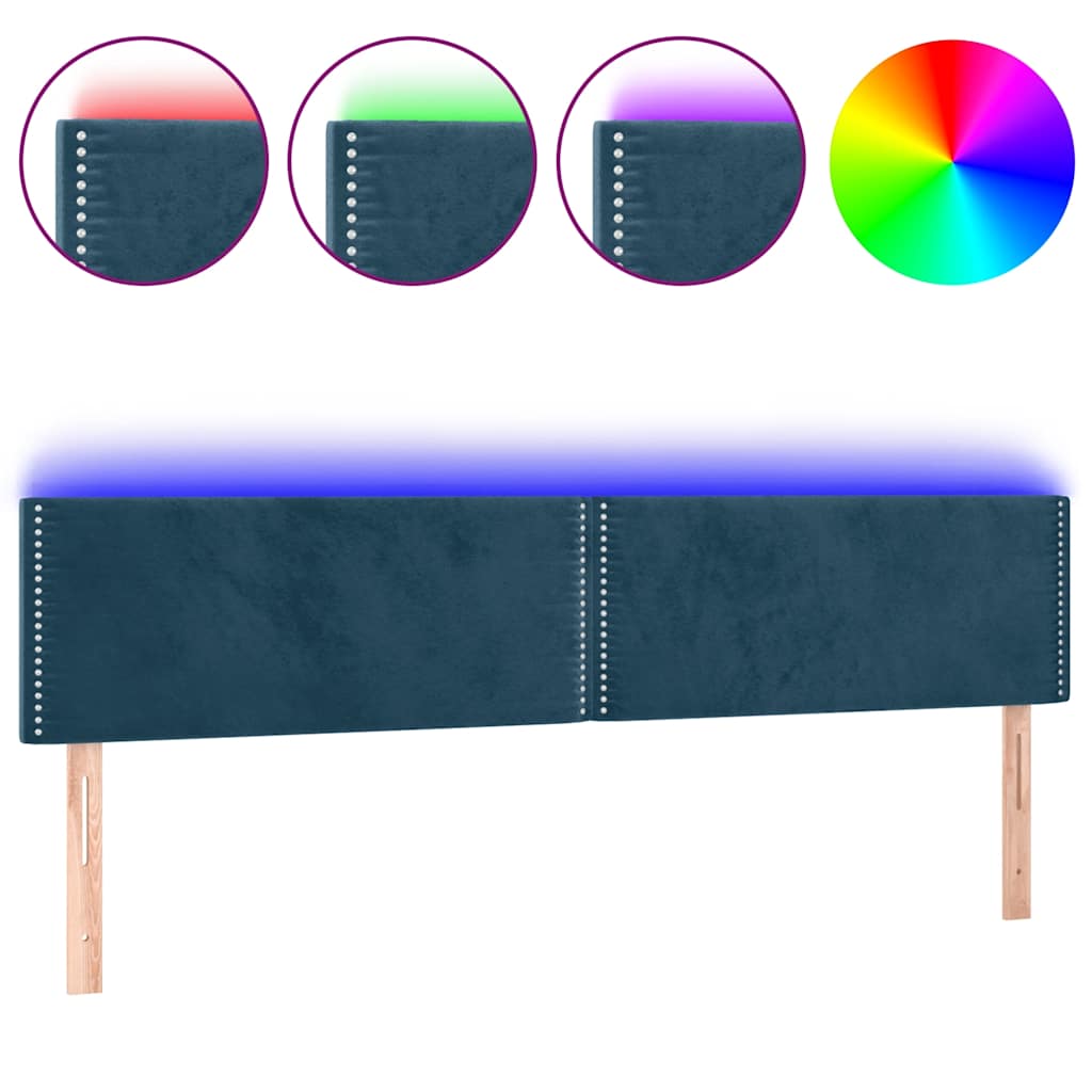 LED uzglavlje tamnoplavo 180x5x78/88 cm baršunasto