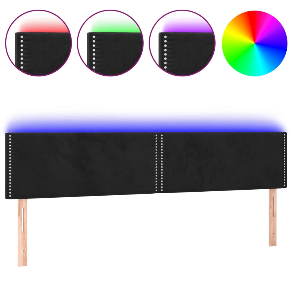 LED uzglavlje crno 200x5x78/88 cm baršunasto