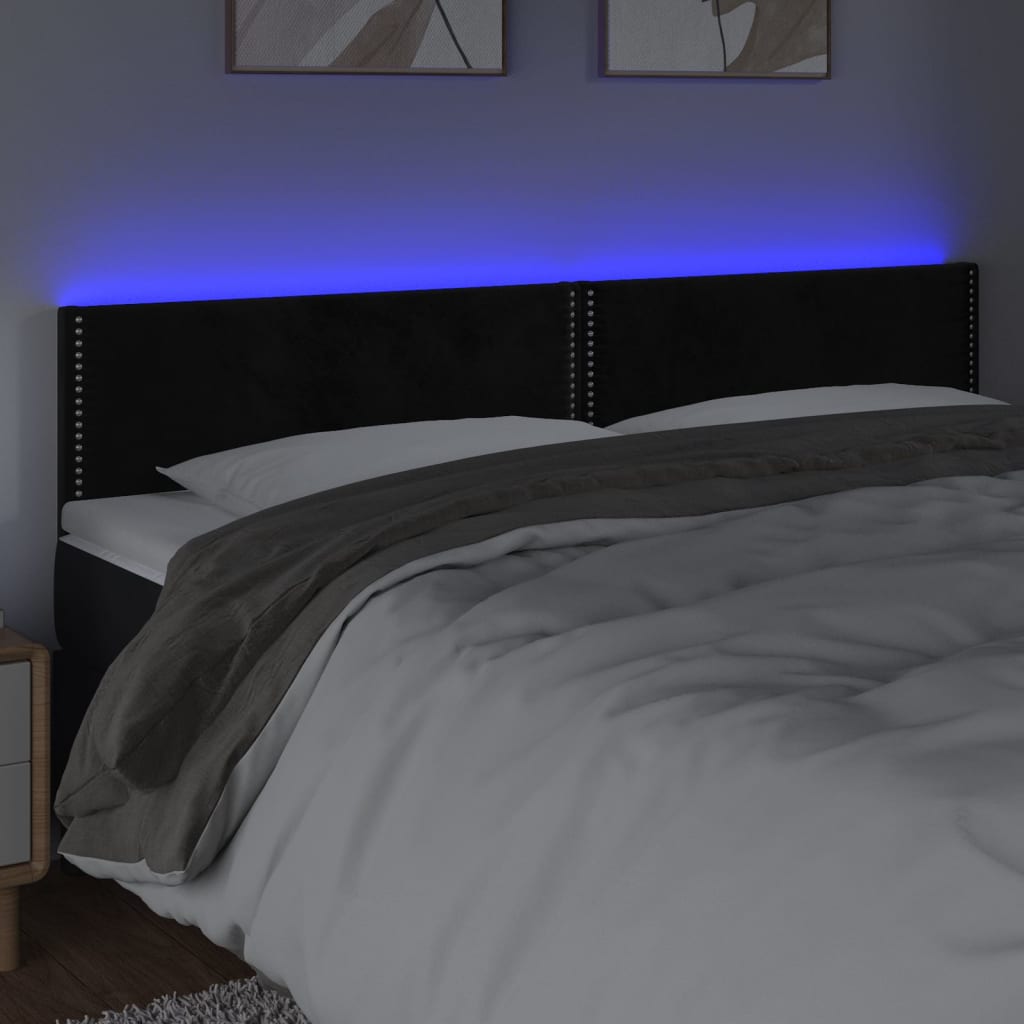 LED uzglavlje crno 200x5x78/88 cm baršunasto