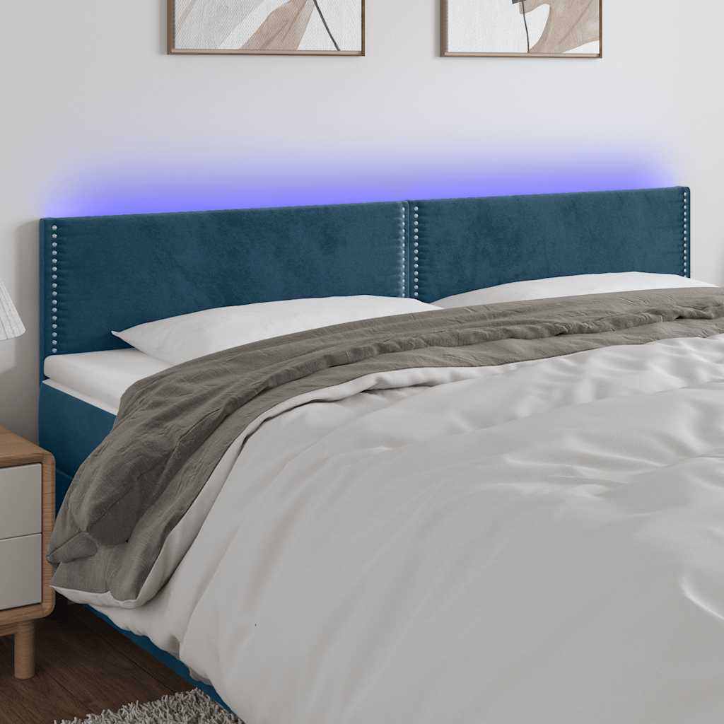LED uzglavlje tamnoplavo 200x5x78/88 cm baršunasto