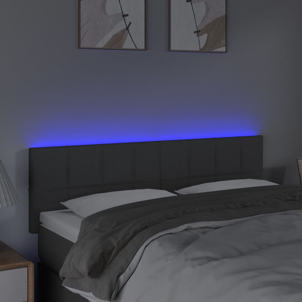 LED uzglavlje tamnosivo 144x5x78/88 cm od tkanine