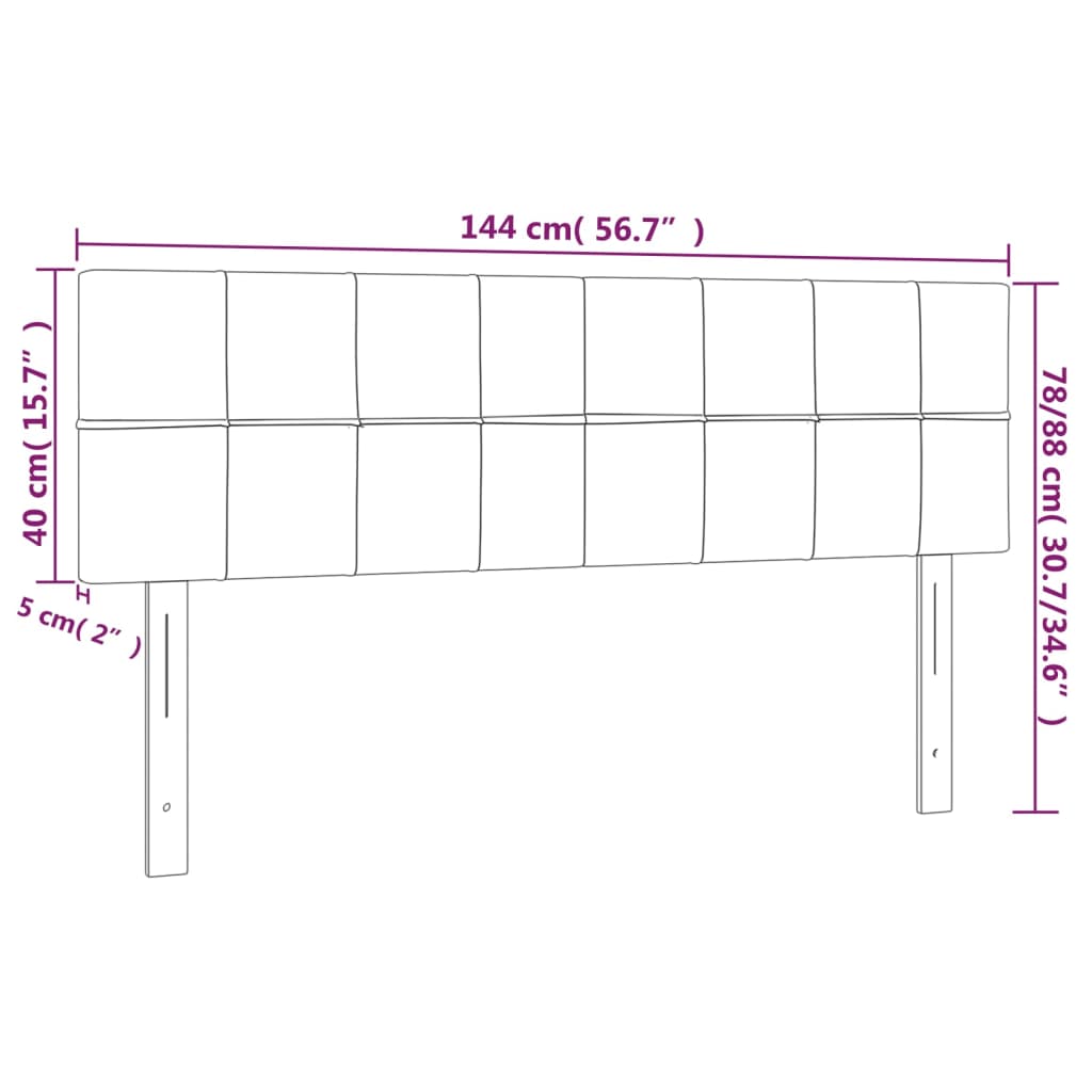 LED uzglavlje crno 144x5x78/88 cm od tkanine