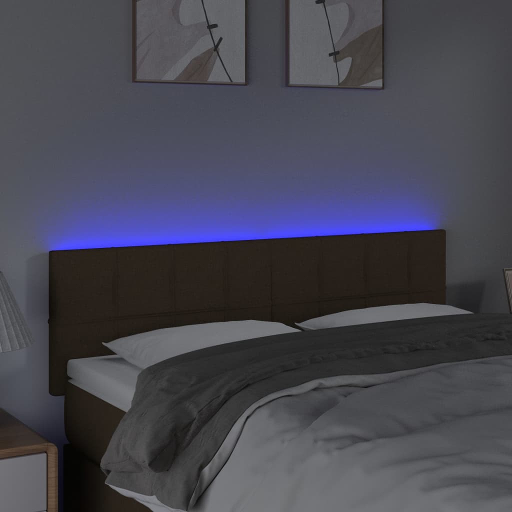 LED uzglavlje tamnosmeđe 144x5x78/88 cm od tkanine