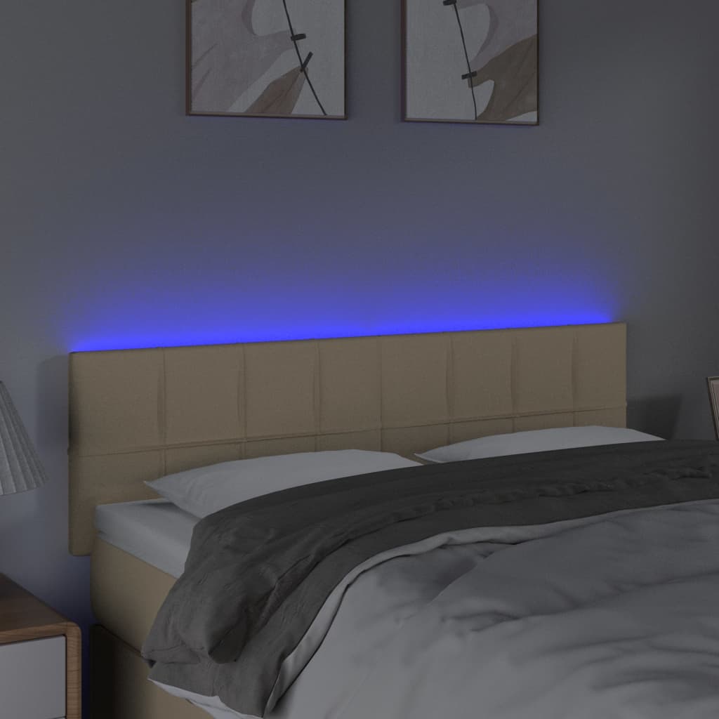 LED uzglavlje krem 144x5x78/88 cm od tkanine