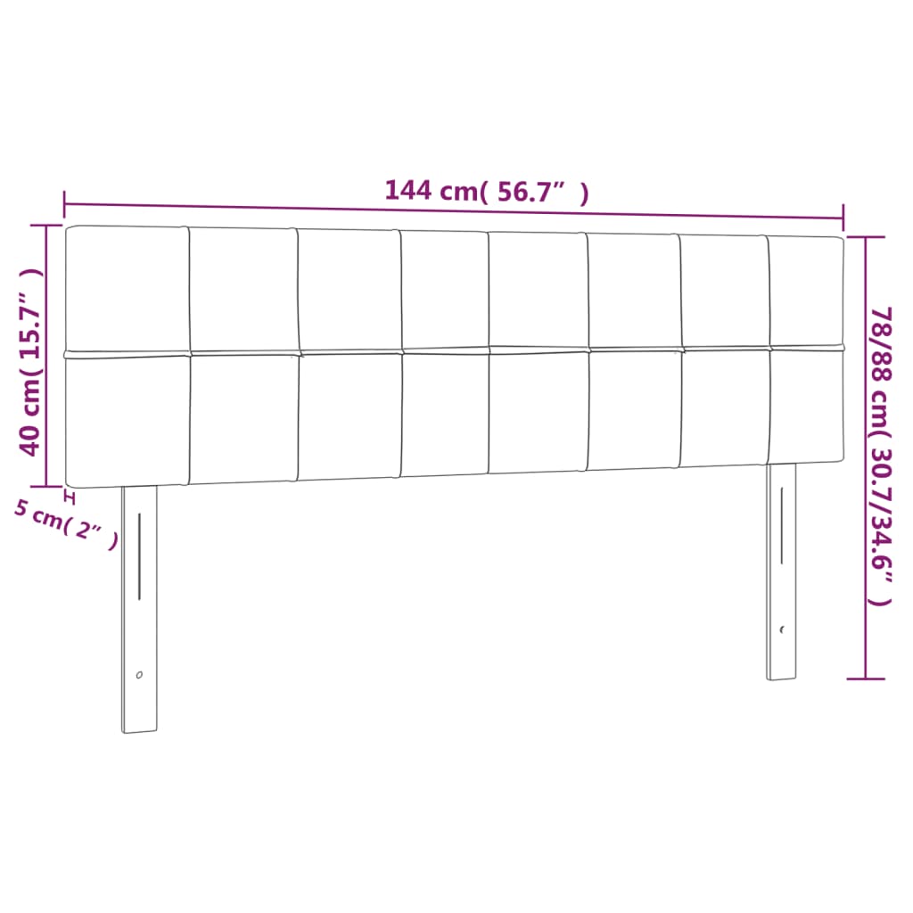 LED uzglavlje krem 144x5x78/88 cm od tkanine