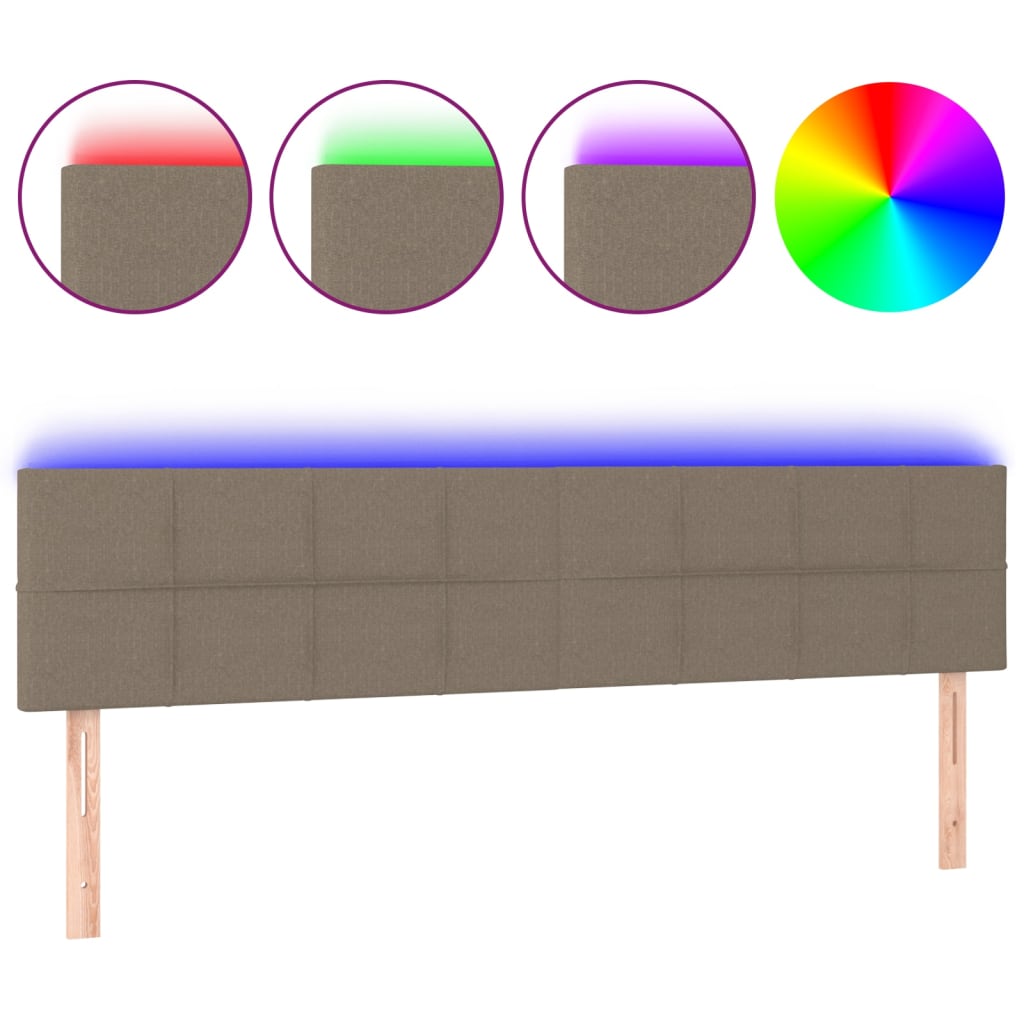 LED uzglavlje smeđesivo 160x5x78/88 cm od tkanine