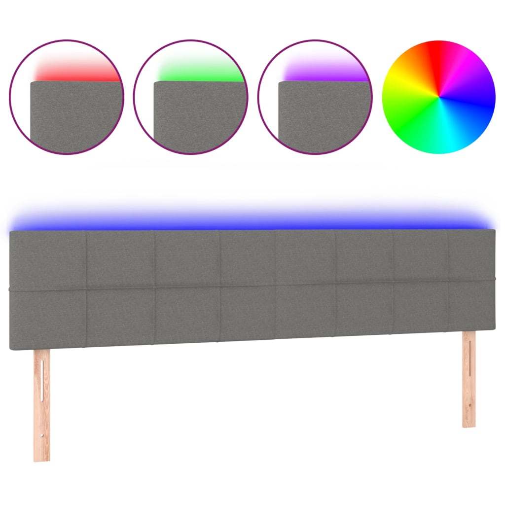 LED uzglavlje tamnosivo 200x5x78/88 cm od tkanine
