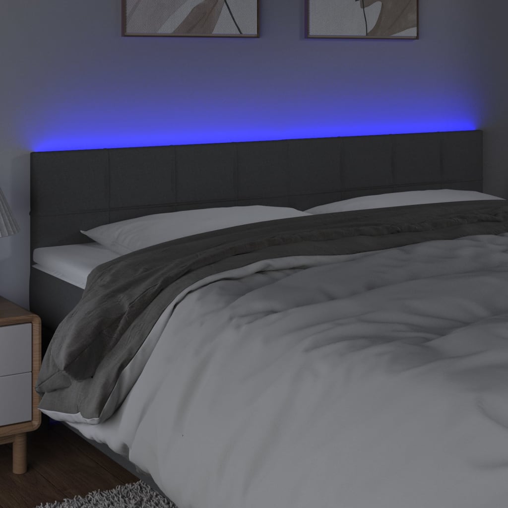 LED uzglavlje tamnosivo 200x5x78/88 cm od tkanine