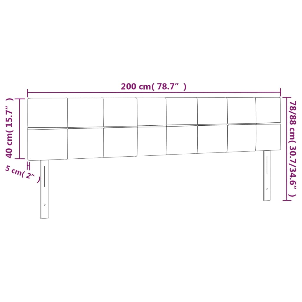 LED uzglavlje tamnosivo 200x5x78/88 cm od tkanine