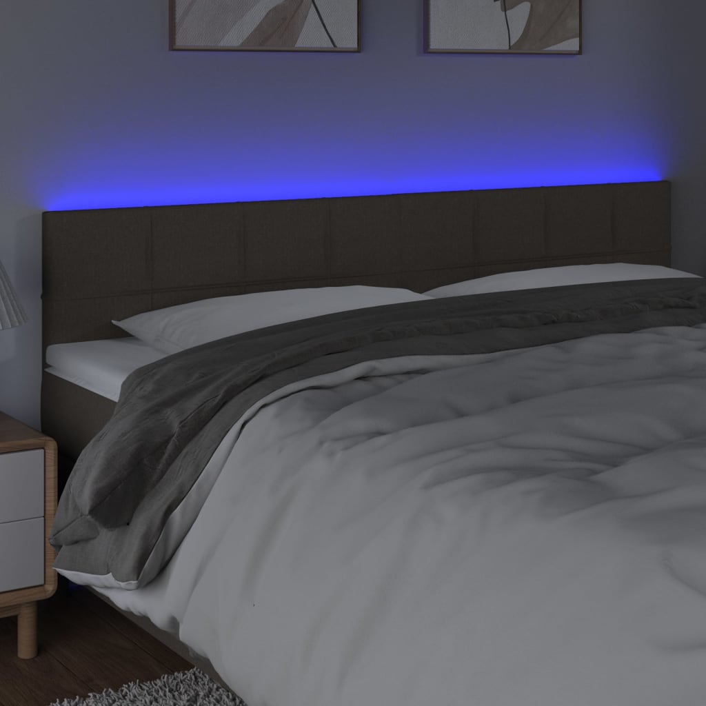 LED uzglavlje smeđesivo 200x5x78/88 cm od tkanine