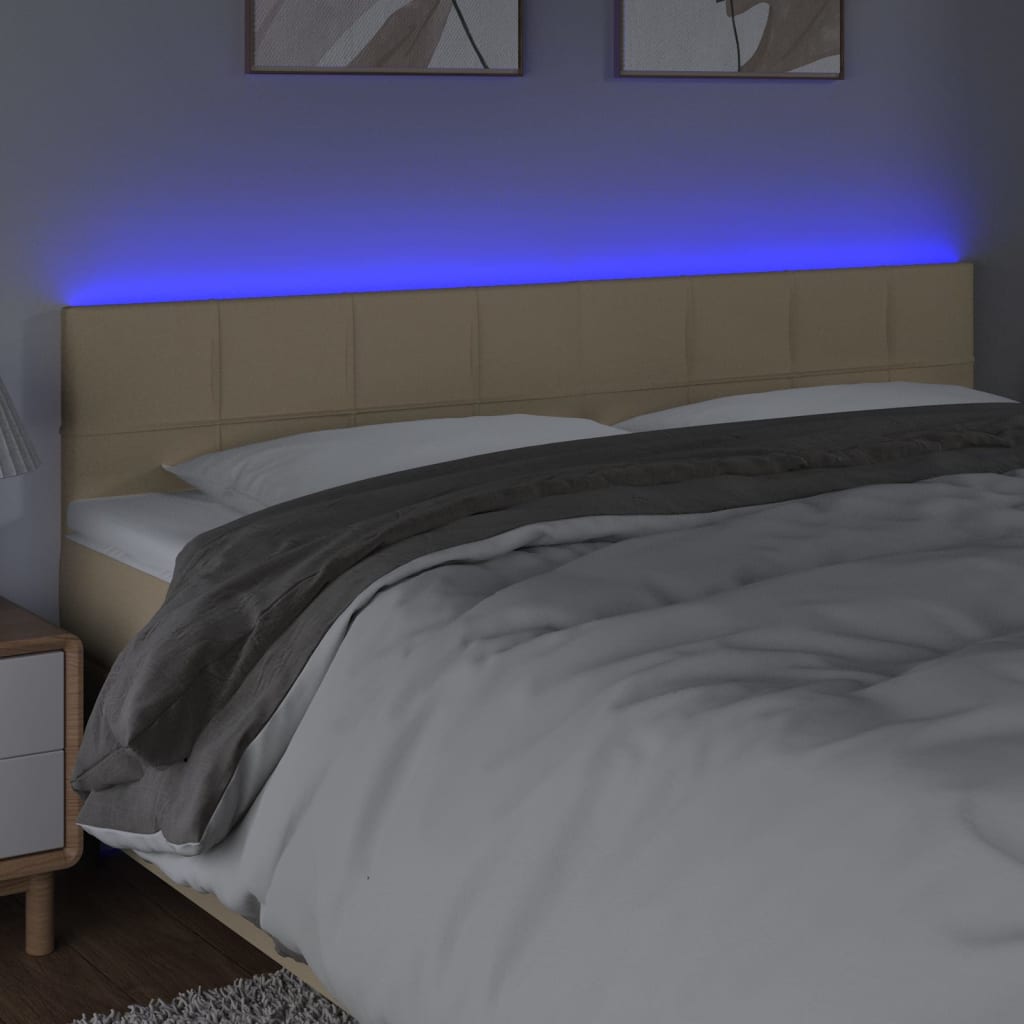 LED uzglavlje krem 200x5x78/88 cm od tkanine