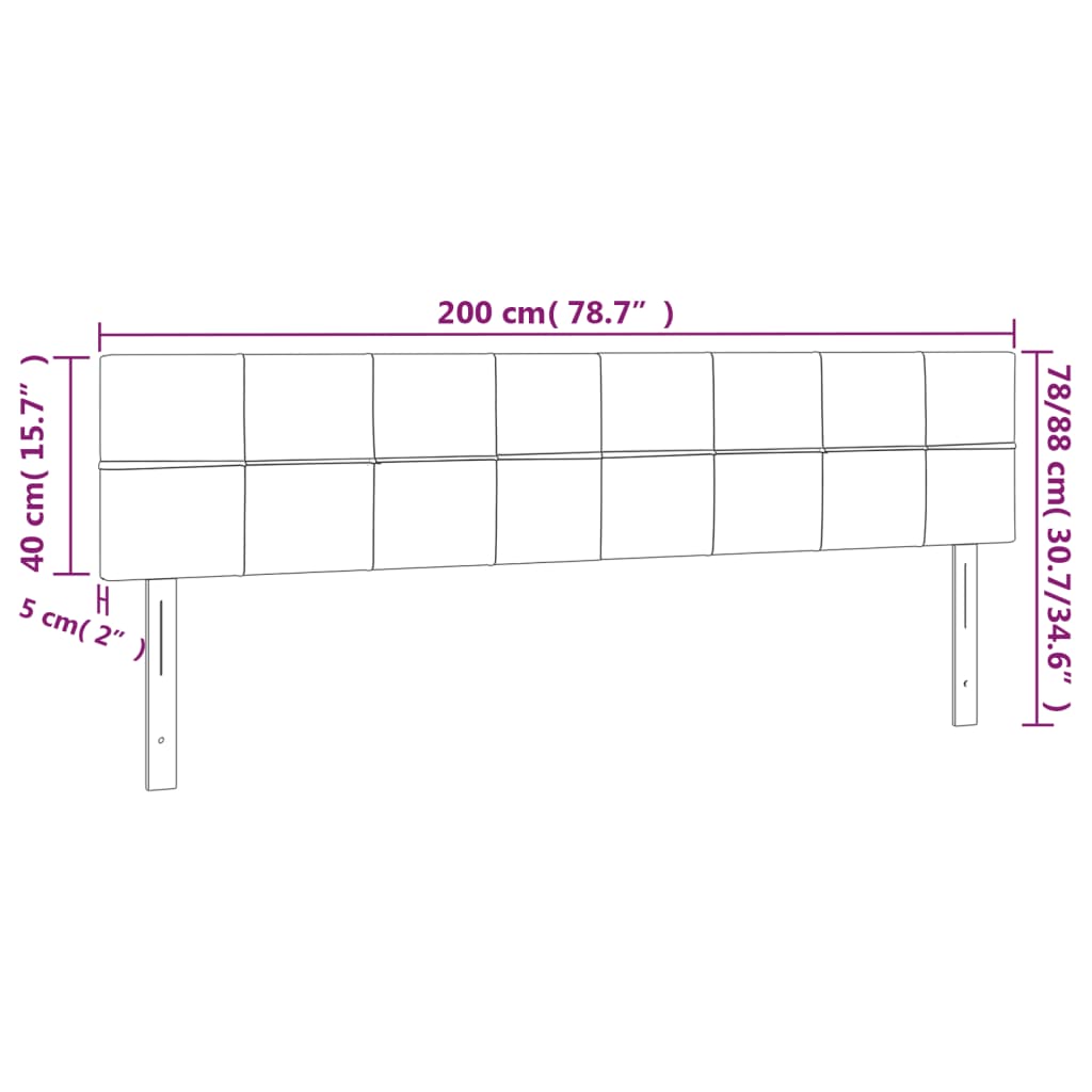 LED uzglavlje krem 200x5x78/88 cm od tkanine