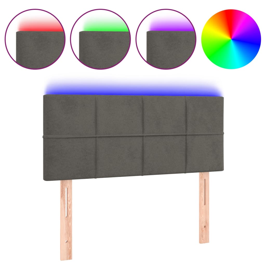 LED uzglavlje tamnosivo 80 x 5 x 78/88 cm baršunasto
