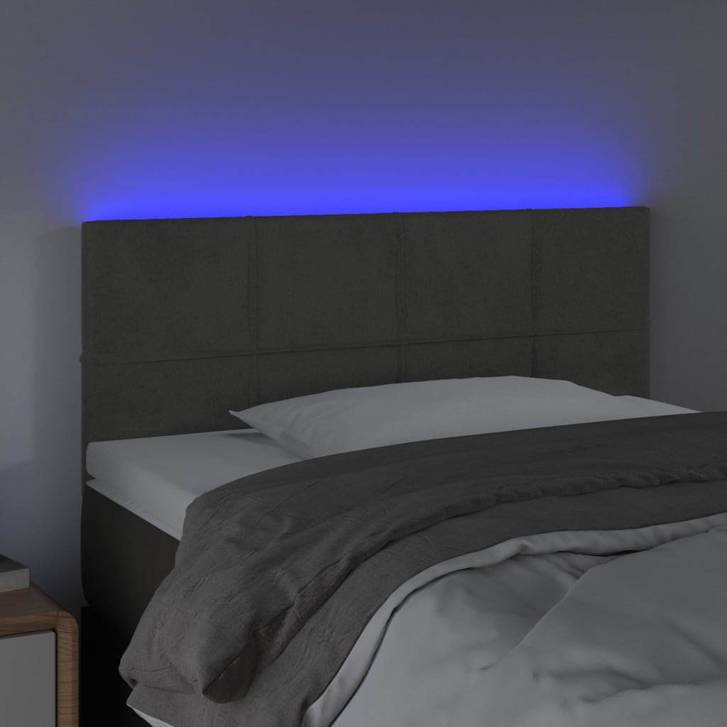 LED uzglavlje tamnosivo 80 x 5 x 78/88 cm baršunasto