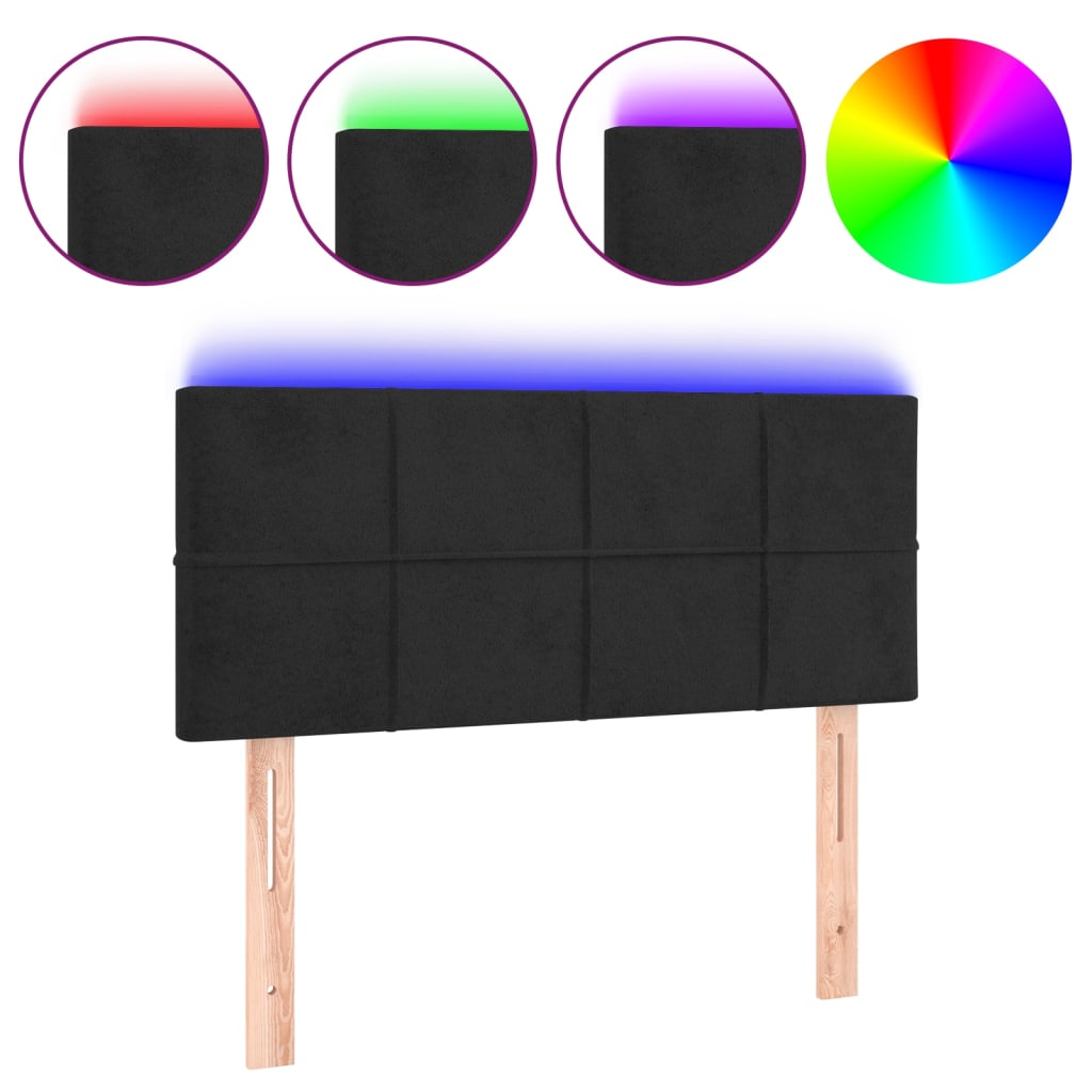 LED uzglavlje crno 80 x 5 x 78/88 cm baršunasto