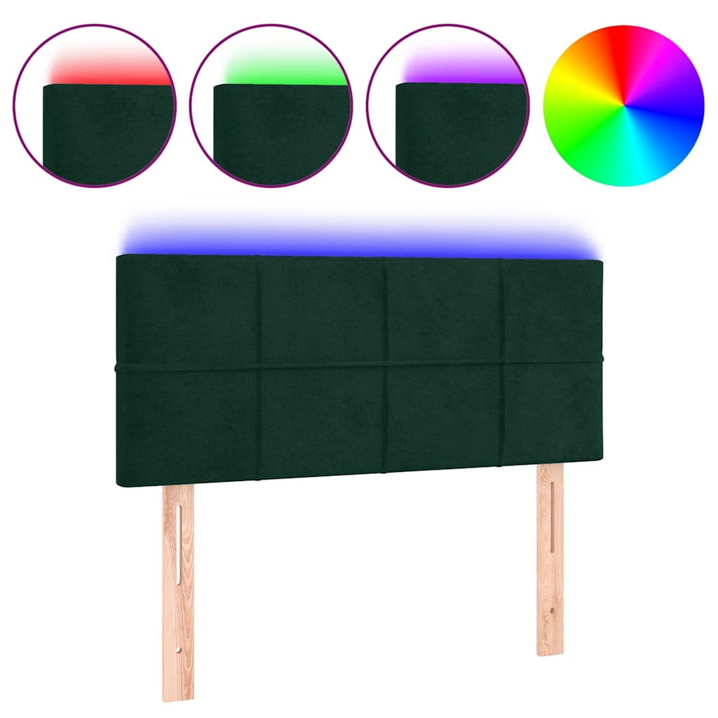 LED uzglavlje tamnozeleno 90x5x78/88 cm baršunasto