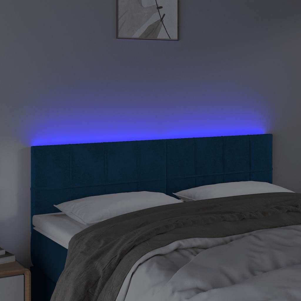 LED uzglavlje tamnoplavo 144x5x78/88 cm baršunasto