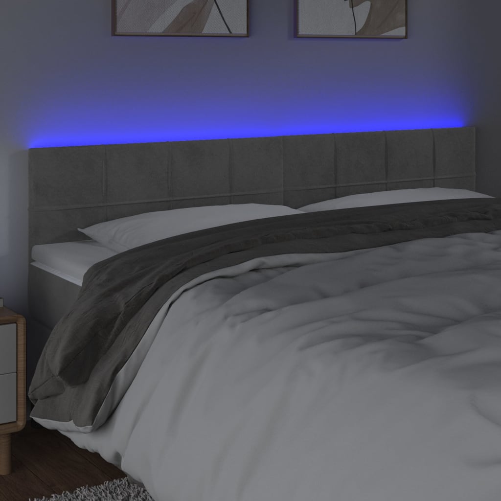 LED uzglavlje svjetlosivo 160x5x78/88 cm baršunasto